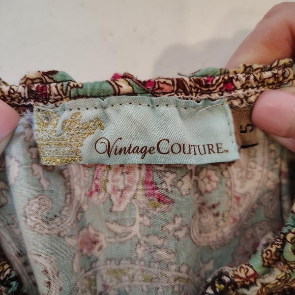 Vintage Couture Dress Girls Sz 5 100% Cotton Paisley Ruffle Prairie Cottage - Picture 5 of 9